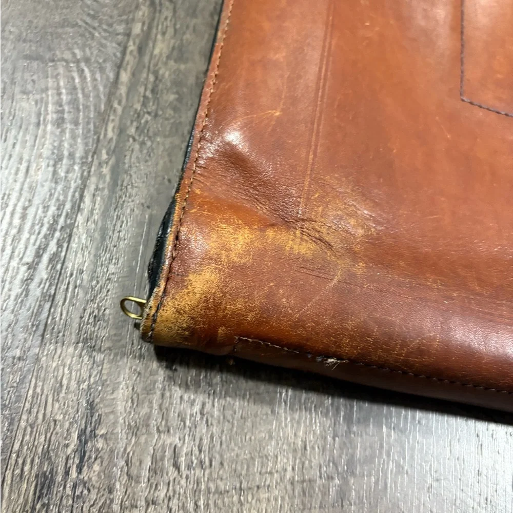 Vintage Schlesinger Brothers California Ranch Hide Leather Document Briefcase